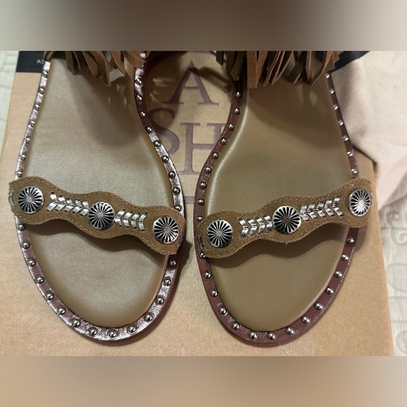NEW Ash Leather Paquito Sandals Sz EU 38 US 8 ANTILOPE/SKIN Western Fringe - Picture 11 of 13